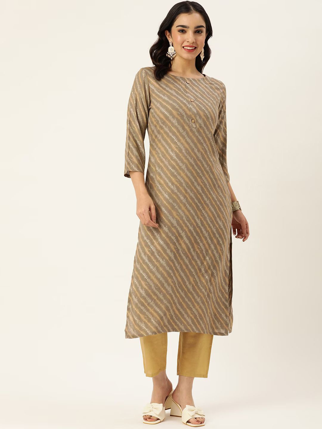 

DIVASTRI Leheriya Printed Kurta, Grey