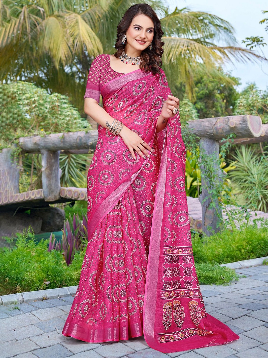 

Iris Ethnic Motifs Zari Pure Cotton Saree, Pink