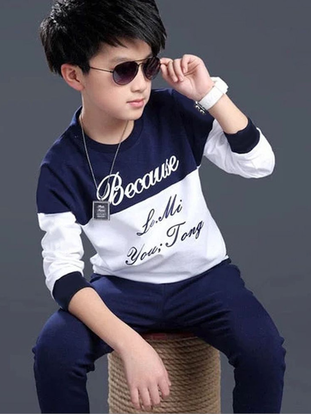 

MYEONN Boys Typography Printed T-shirt, White