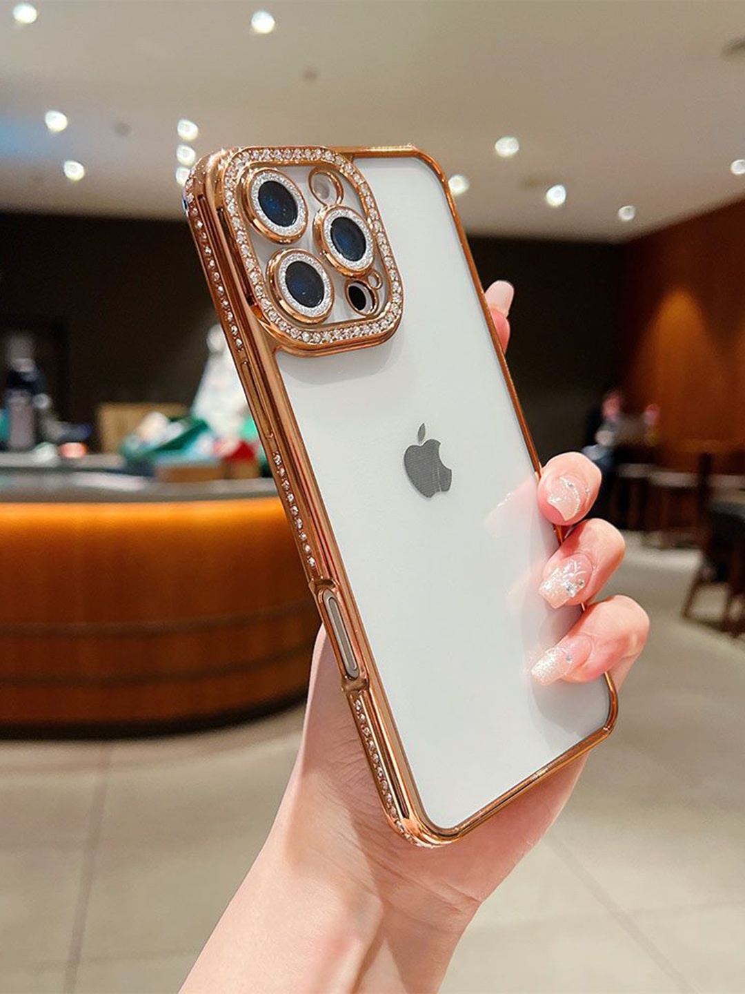 

Luxury Kase Solid Printed iPhone 16 Pro Max Back Case Mobile Accessories, Gold