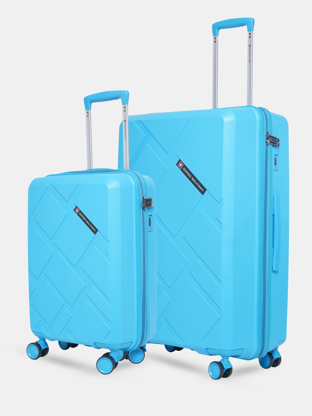 

SWISS MILITARY Unisex Set Of 2 Star Hard Sided Trolley Bag, Blue