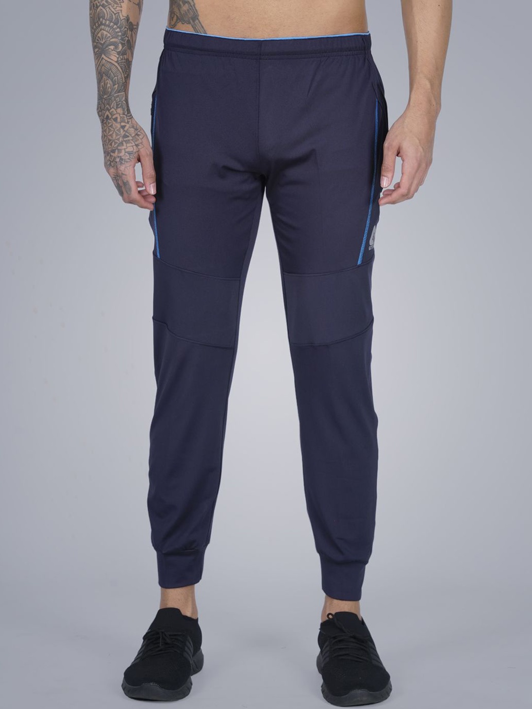 

GOTO Men Mid-Rise Sports Joggers, Navy blue