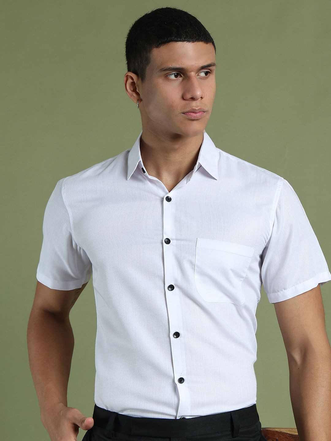 

Indian Needle Men Classic Opaque Formal Shirt, White
