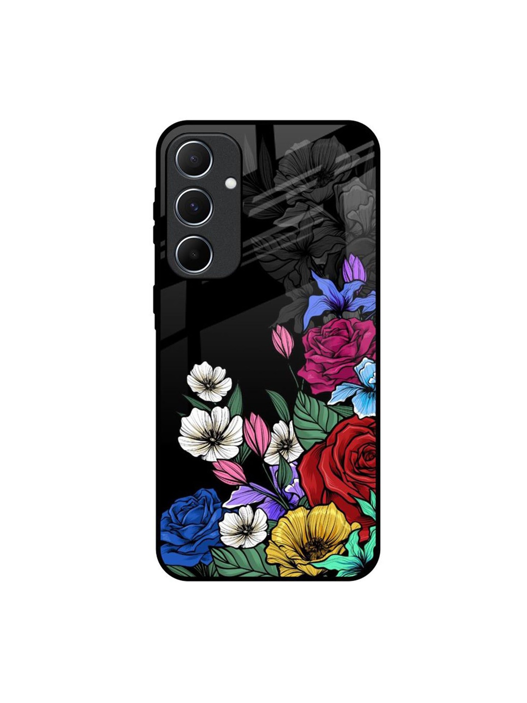 

QRIOH Floral Printed Samsung Galaxy A55 5G Back Case Mobile Accessories, Black