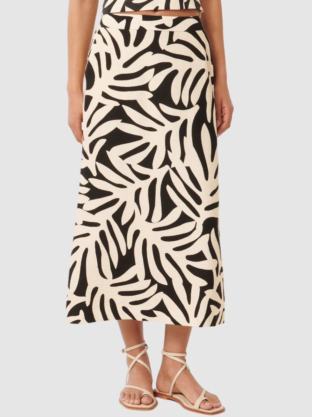 

Forever New Women Abstract Printed Midi A-Line Skirt, Beige