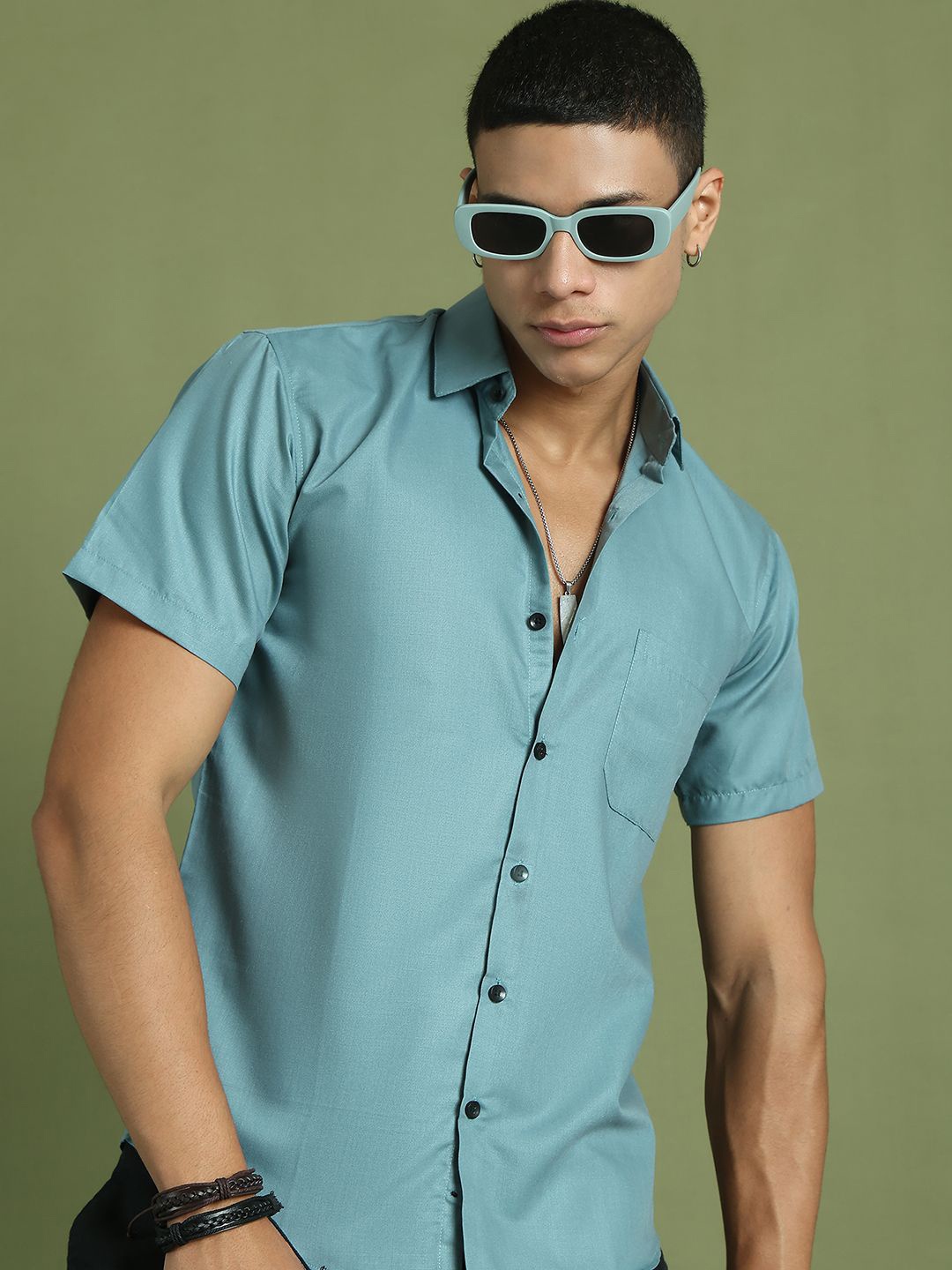 

Indian Needle Men Classic Opaque Casual Shirt, Blue