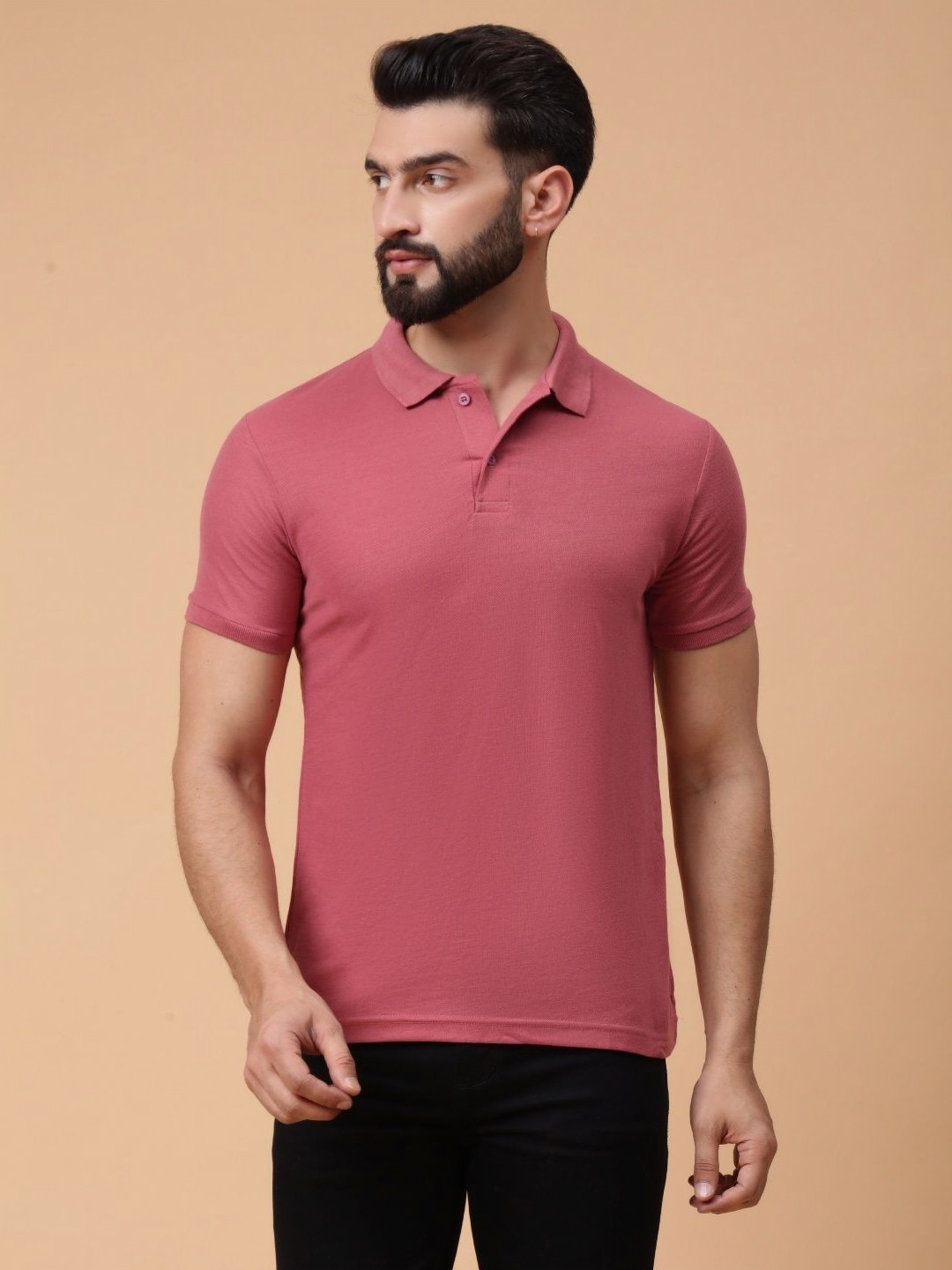 

AAITHAN Men Polo Collar T-shirt, Pink