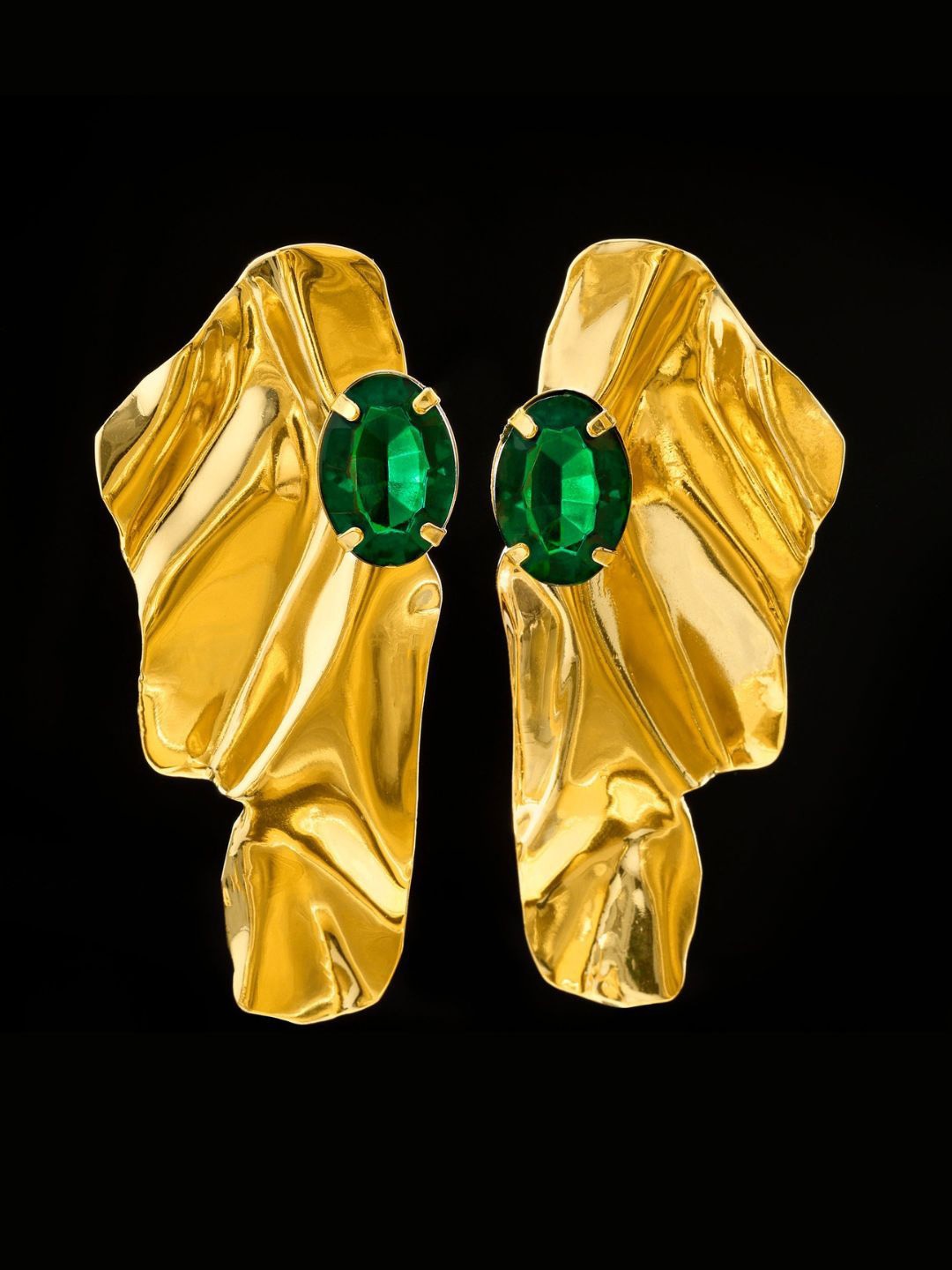 

DressBerry Gold-Plated Stainless Steel American Diamond Studded Drop Earrings