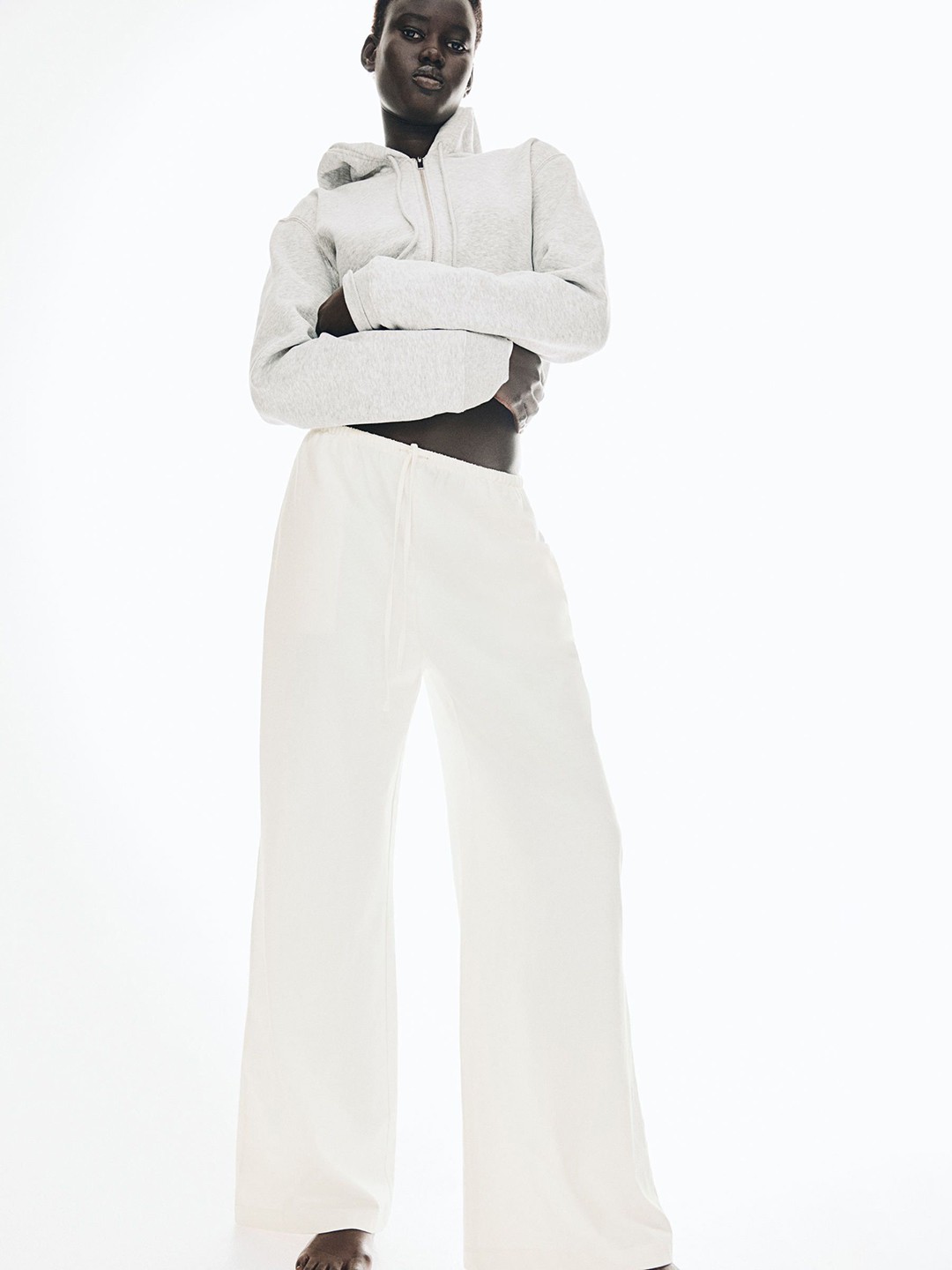 

H&M Cotton Drawstring Trousers, White