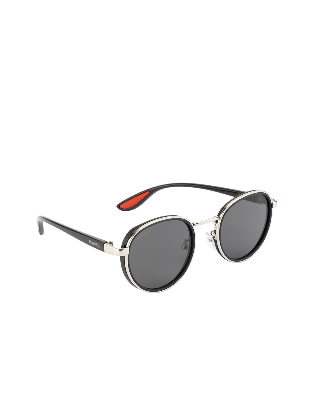 

MAGNEQ Unisex Round Sunglasses with UV Protected Lens, Grey