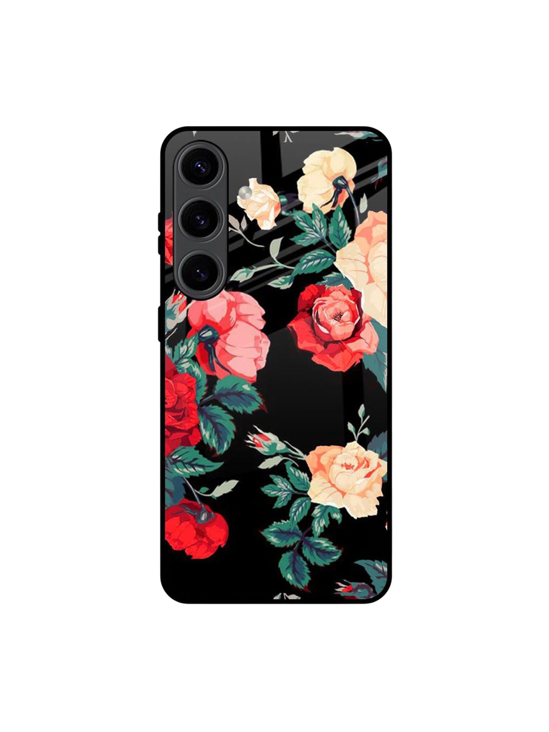

QRIOH Floral Printed Samsung Galaxy S24 5G Back Case Mobile Accessories, Black