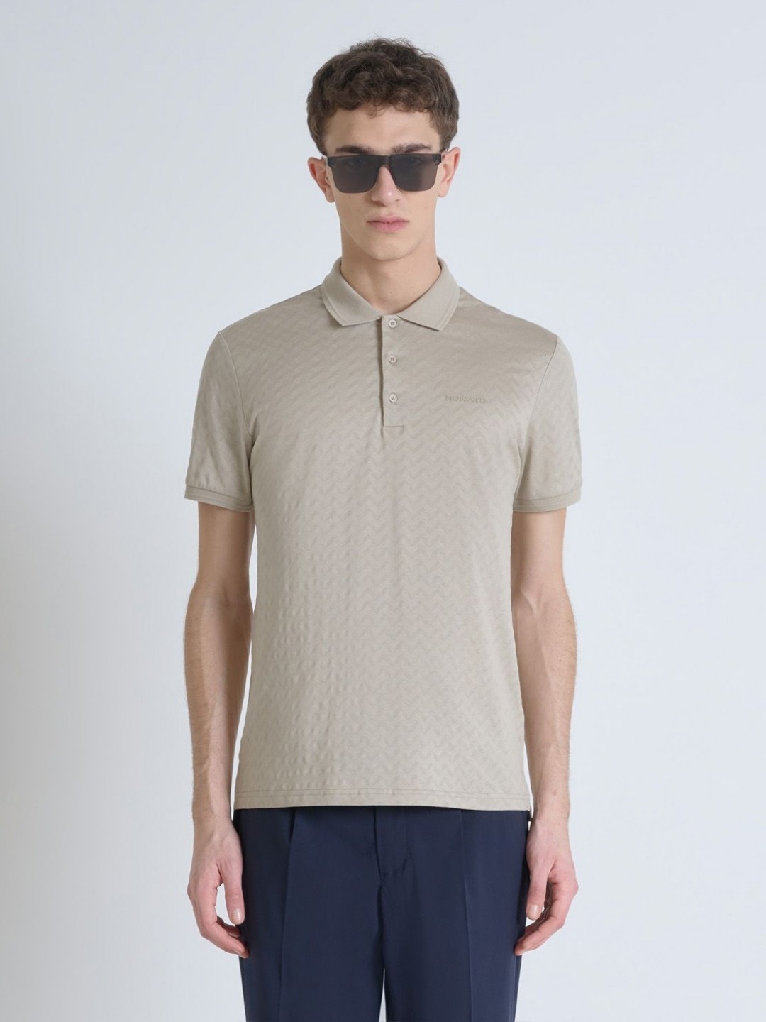 

Antony Morato Men Polo Collar Pure Cotton Slim Fit T-shirt, Beige