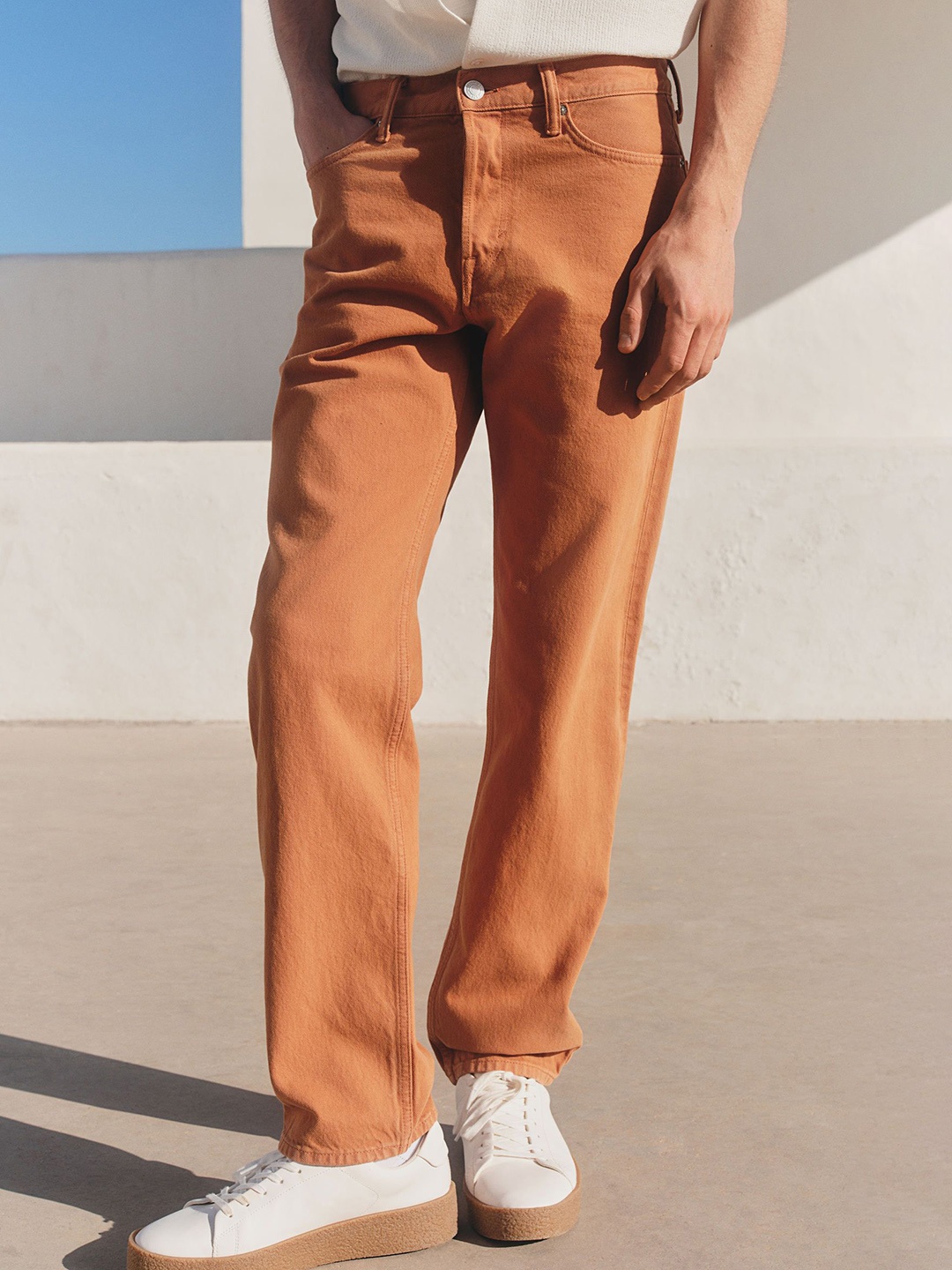 

H&M Relaxed Jeans, Orange