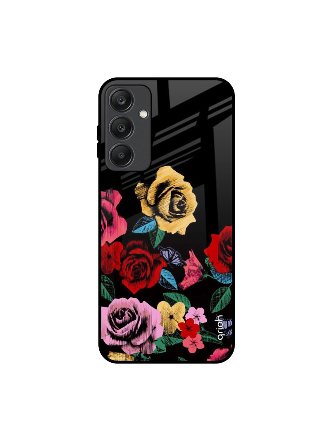 

QRIOH Floral Printed Samsung Galaxy A25 5G Back Case Mobile Accessories, Black