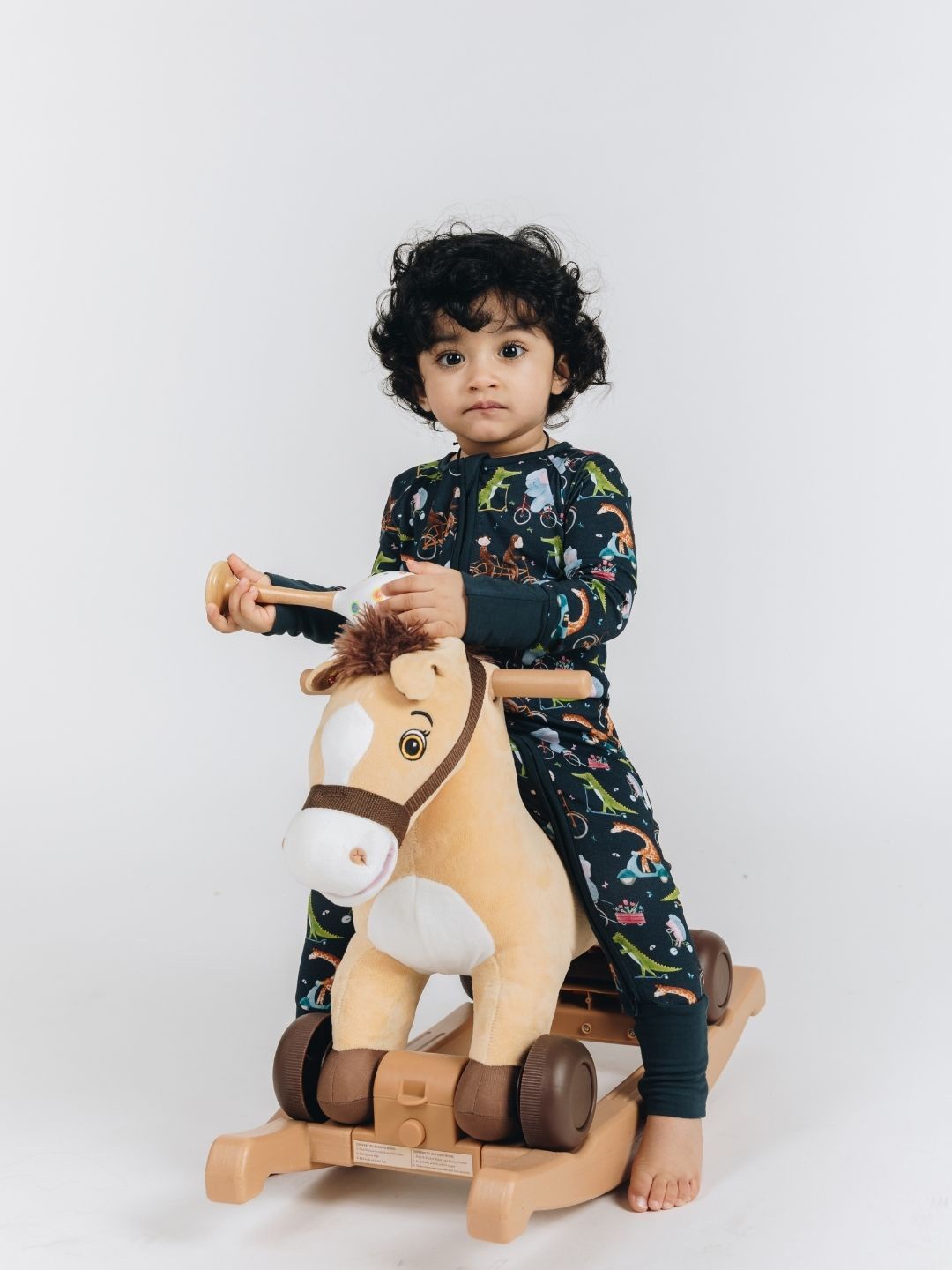 

THE PLUSH CLUB Infants Printed Romper, Navy blue