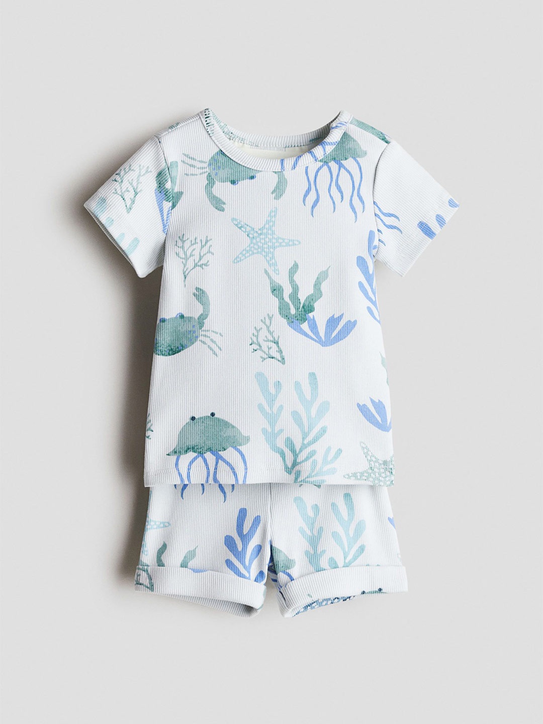 

H&M Boys 2-Piece Ribbed Cotton Set, White