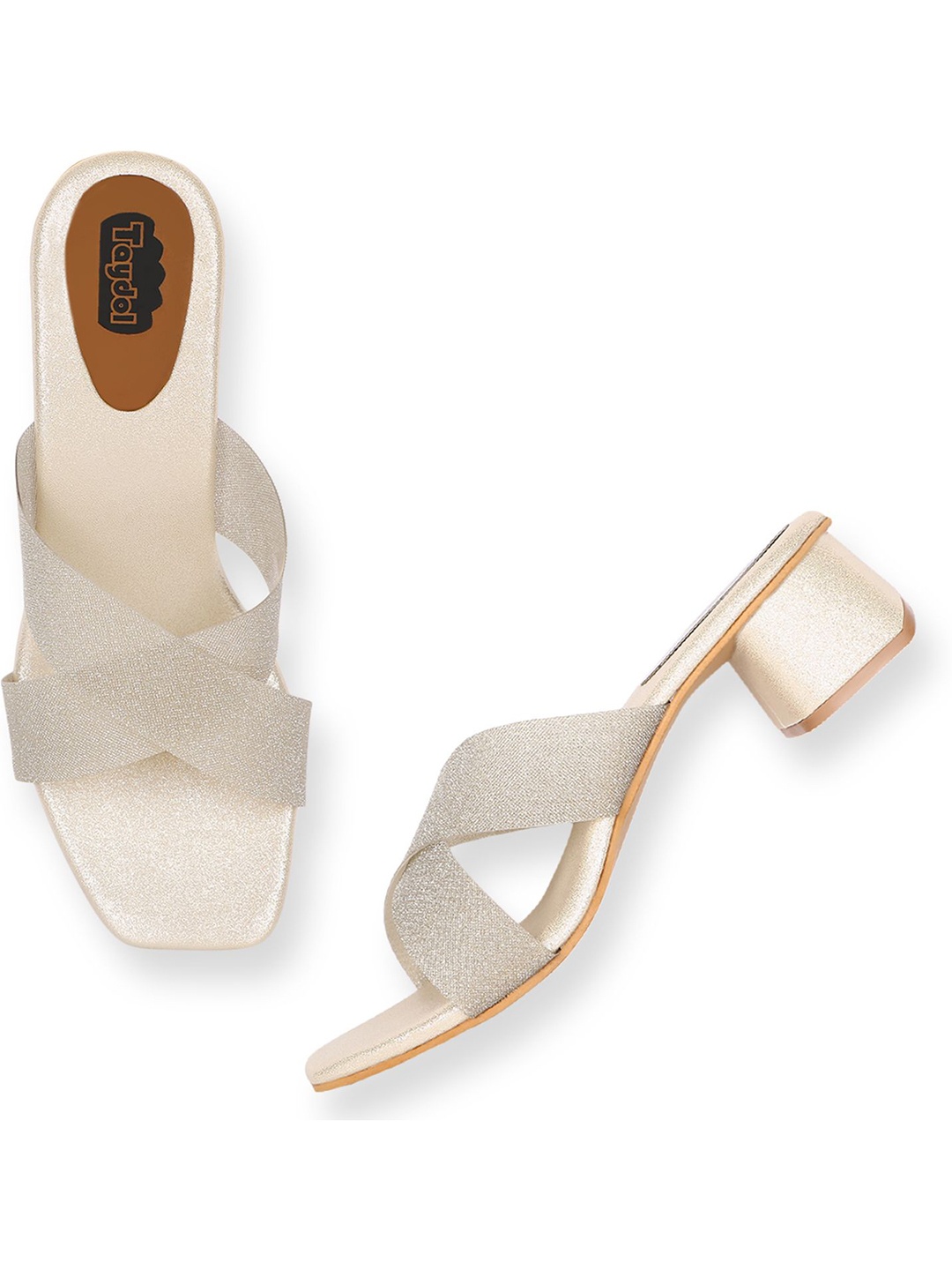 

TAYDOL Women Embellished Block Heels, Gold
