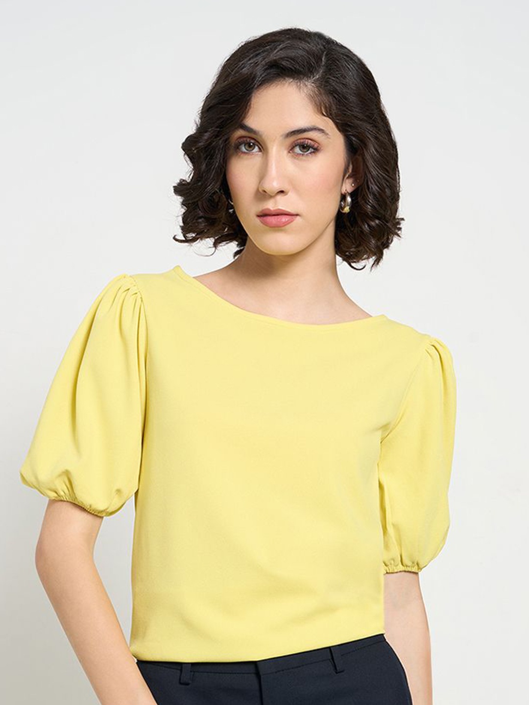 

Annabelle by Pantaloons Puff Sleeve Top, Green
