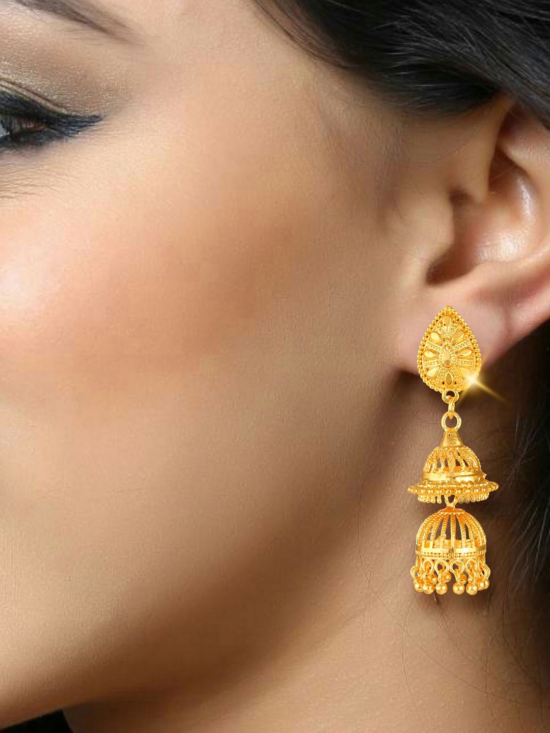 

DIVASTRI Gold Plated Dome Shaped Jhumkas