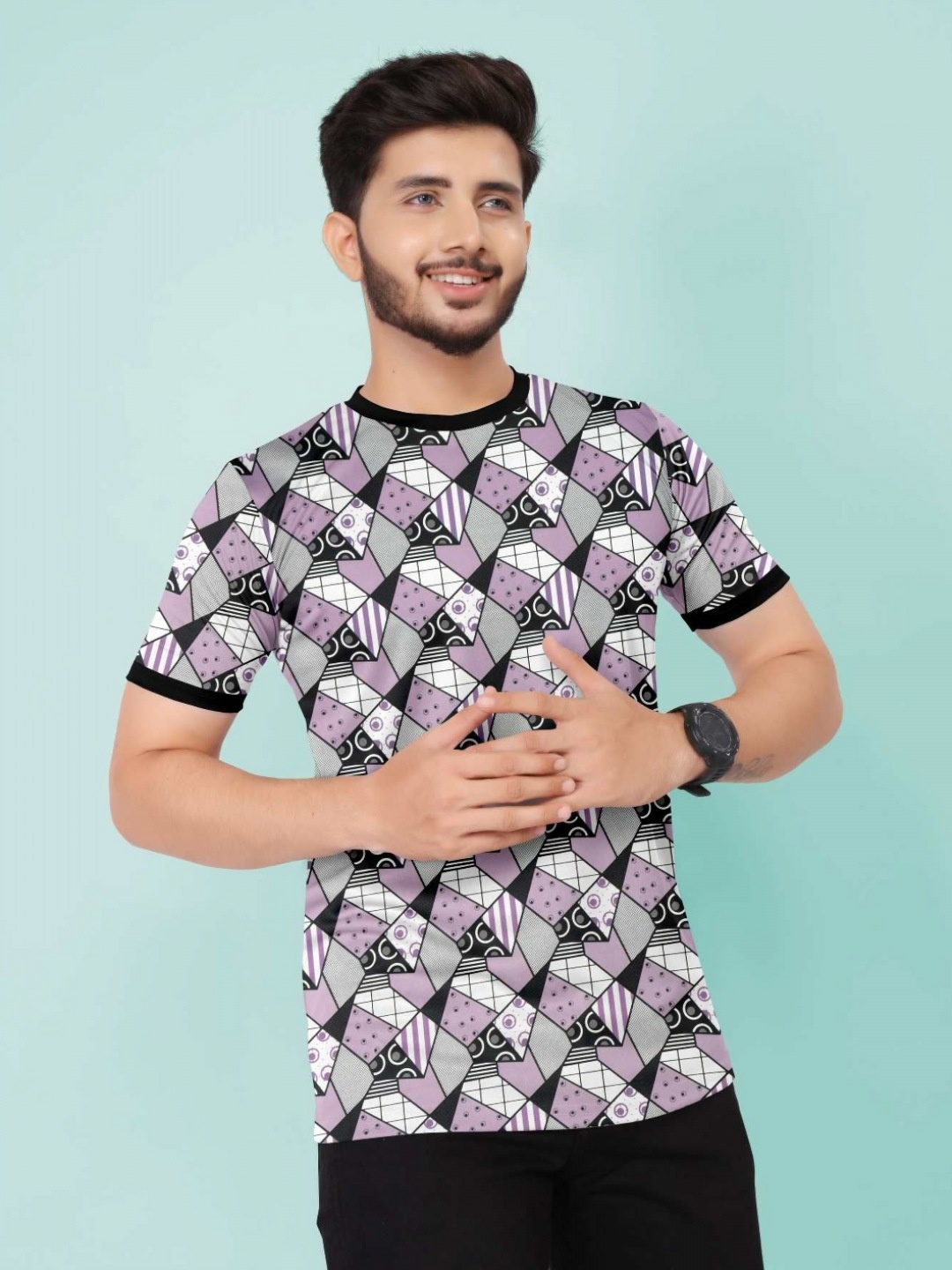 

SZN Men Printed Monochrome Pockets T-shirt, Purple