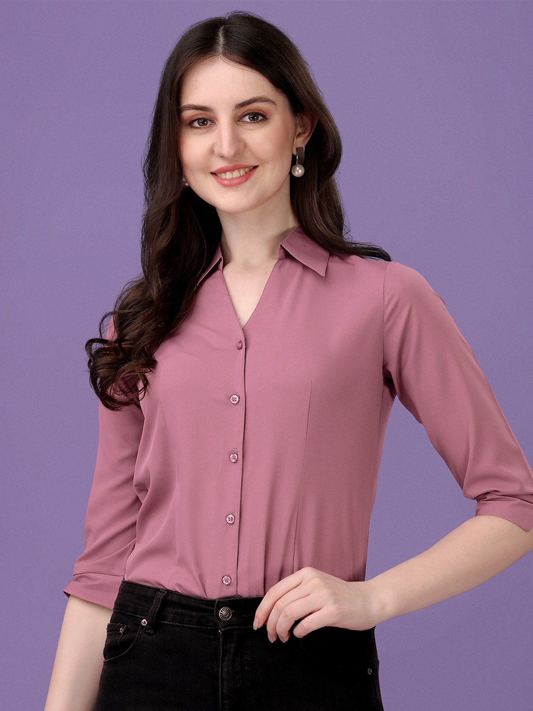 

De La Moda Women Relaxed Opaque Casual Shirt, Pink