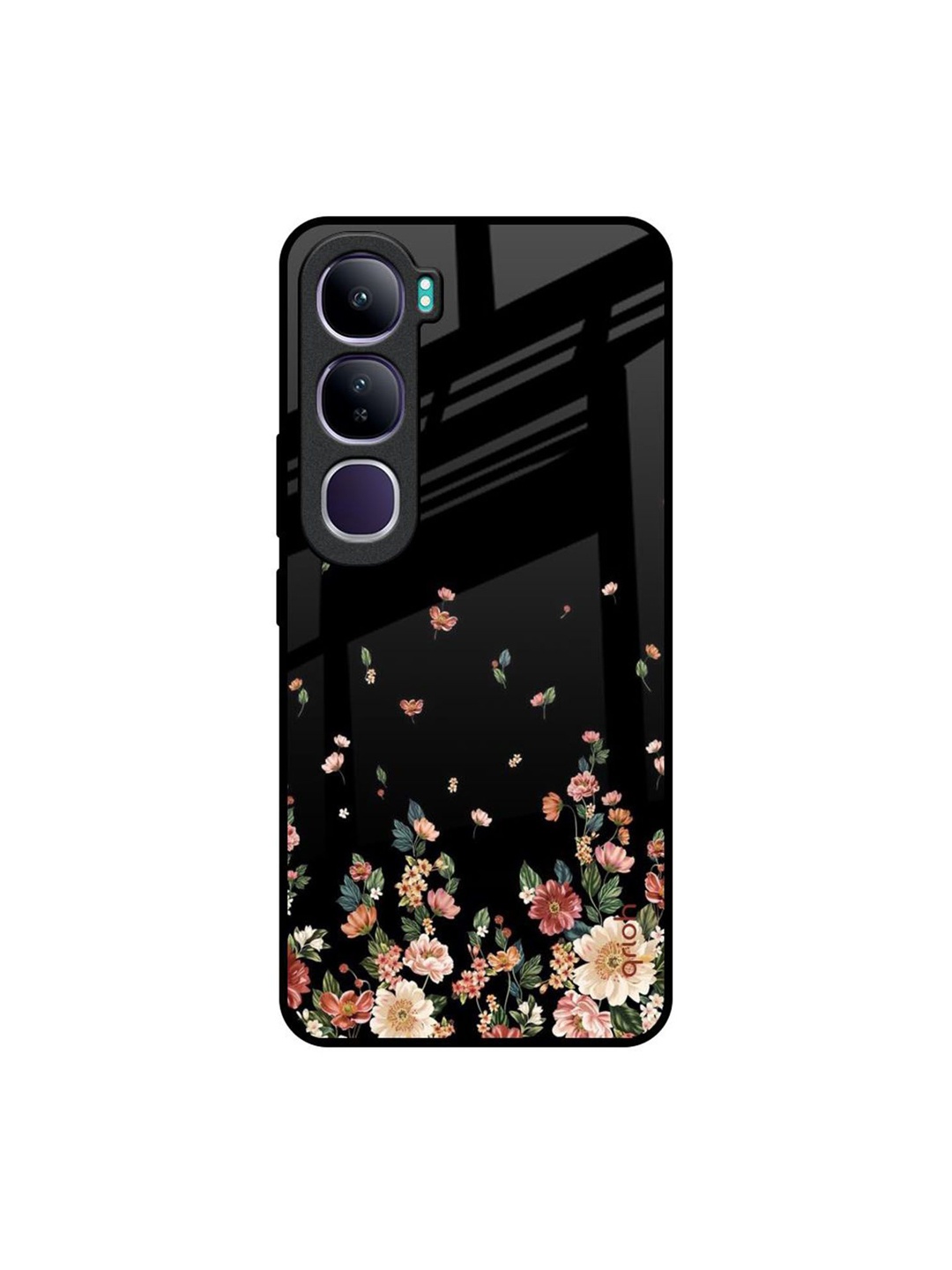 

QRIOH Floral Printed Vivo Y300 5G Back Case Mobile Accessories, Black