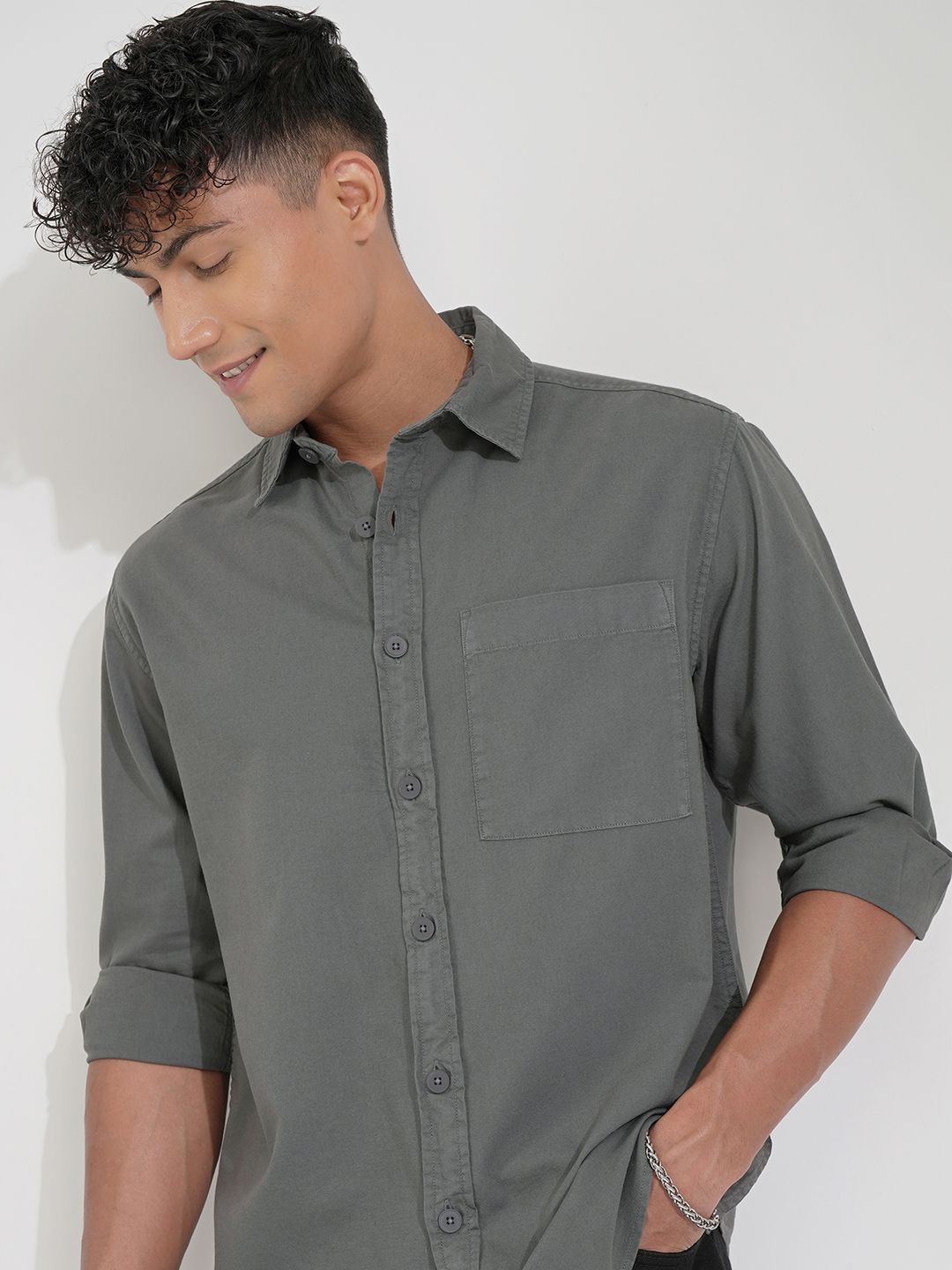 

HIGHLANDER Men Comfort Opaque Casual Shirt, Grey