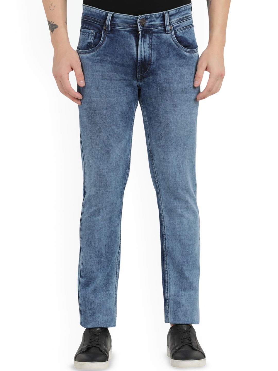 

Clarke Gable Men Skinny Fit Light Fade Cotton Stretchable Jeans, Blue