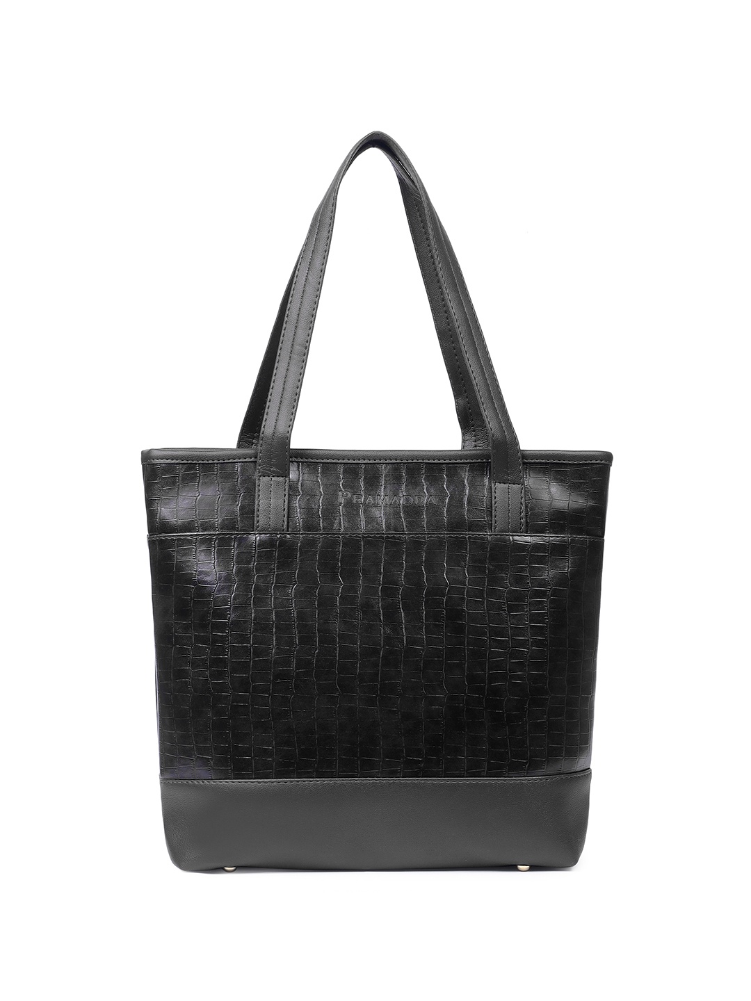 

Pramadda Pure Luxury Textured PU Swagger Tote Bag, Black