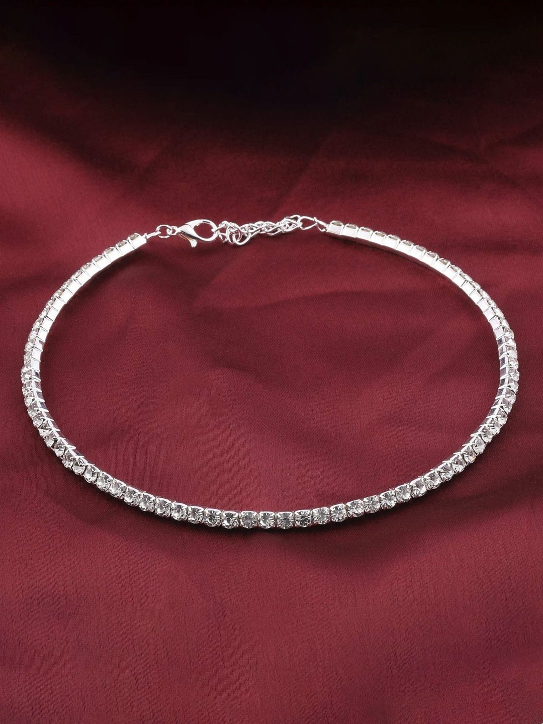 

VAGHBHATT Silver-Plated Artificial Stones Studded Jewellery Set