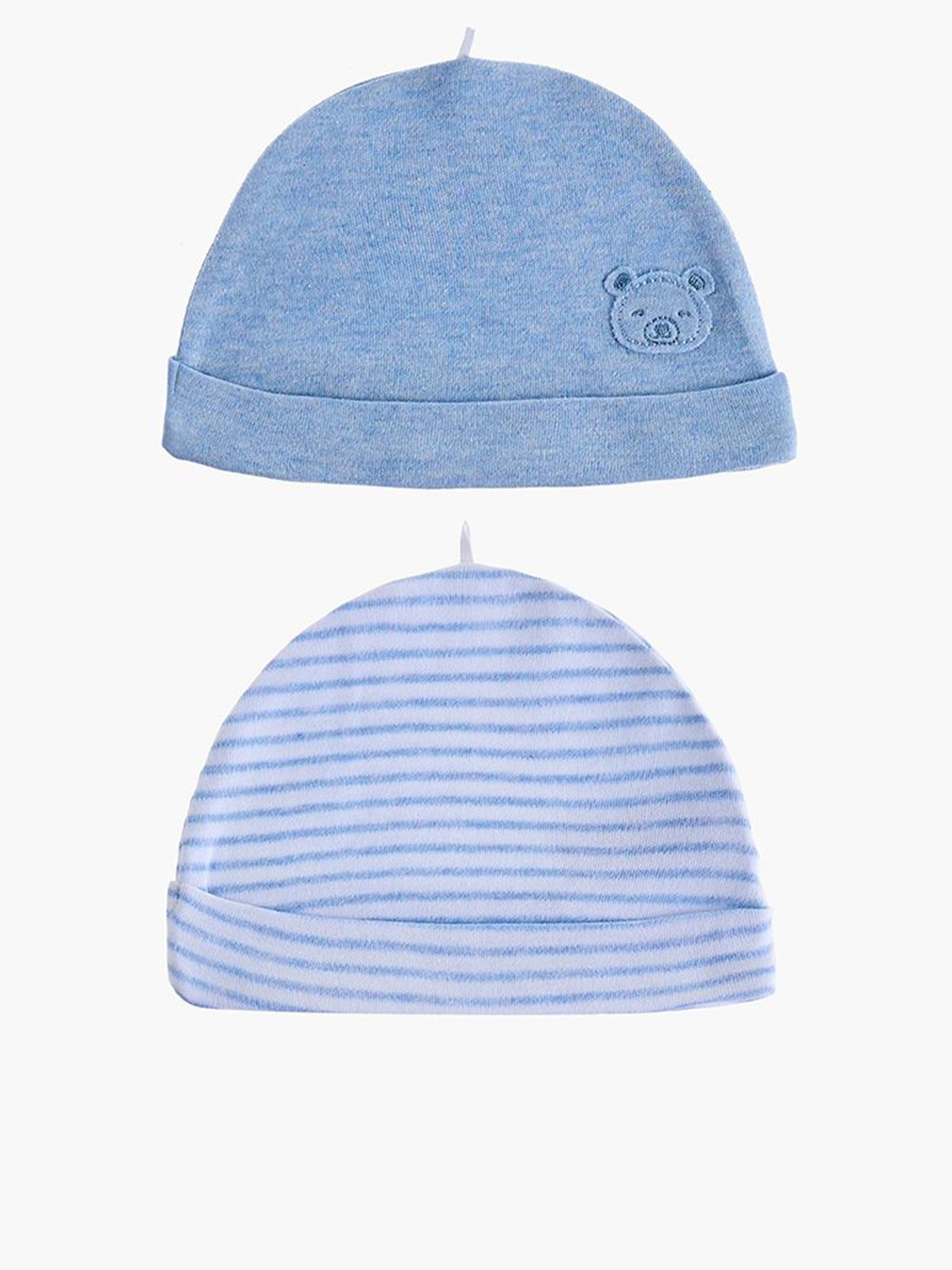 

Juniors by Babyshop Pack Of 2 Boys Embroidered & Stripped Beanie, Blue