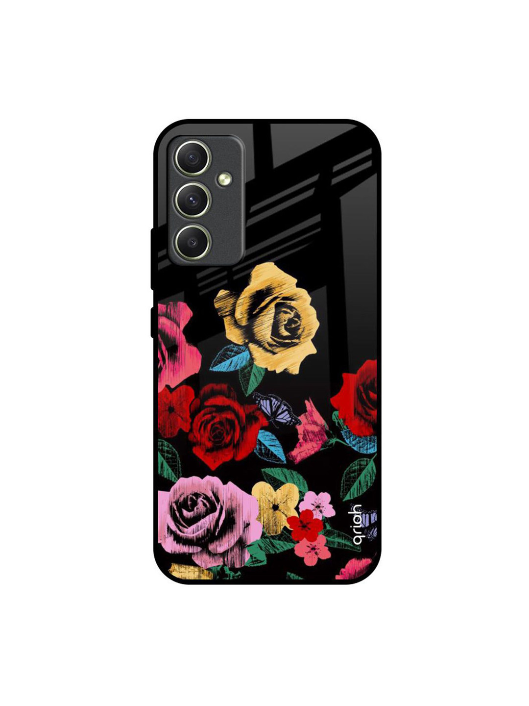 

QRIOH Floral Printed Samsung Galaxy A34 5G Back Case Mobile Accessories, Black