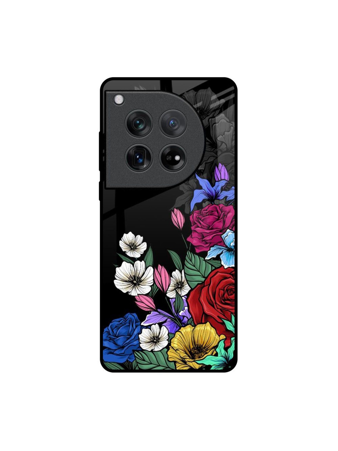 

QRIOH Floral Printed Oneplus 12 Back Case Mobile Accessories, Black