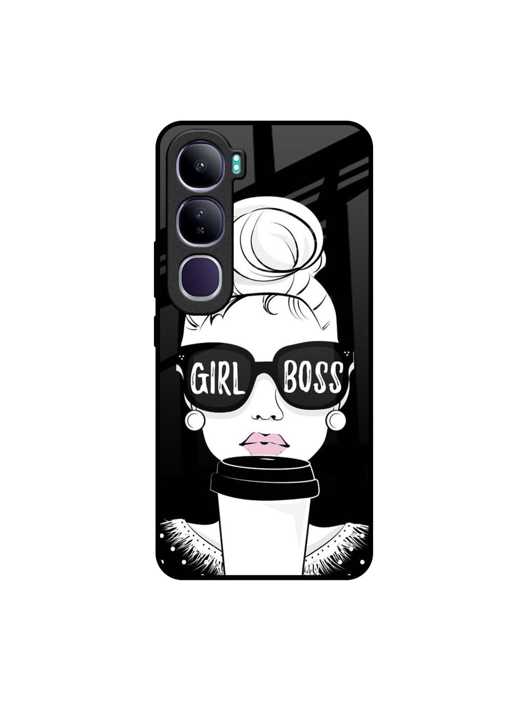 

QRIOH Typography Printed Vivo Y300 5G Back Case Mobile Accessories, Black