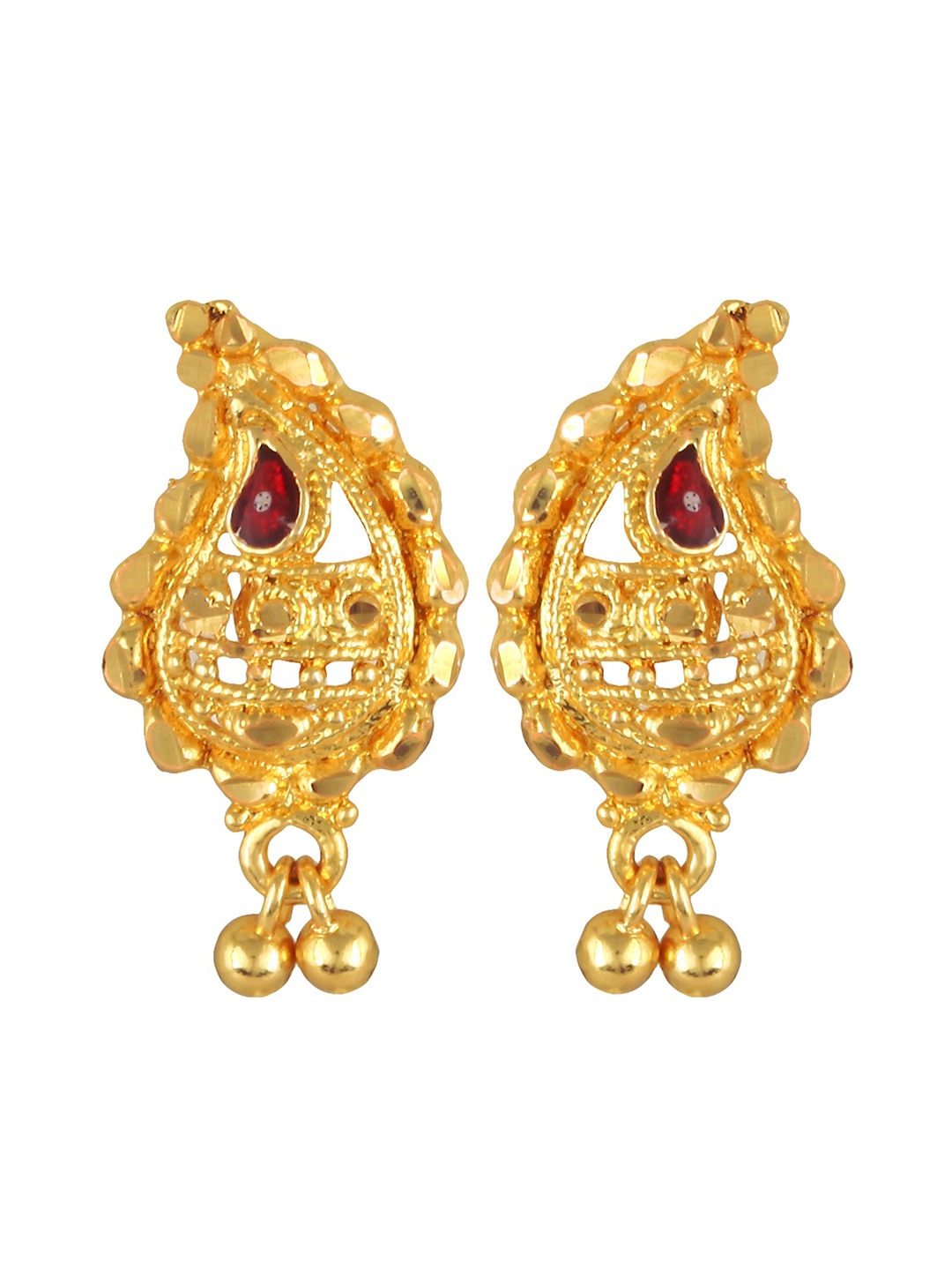 

DIVASTRI Gold-Plated Contemporary Artificial Stones Studded Drop Earrings