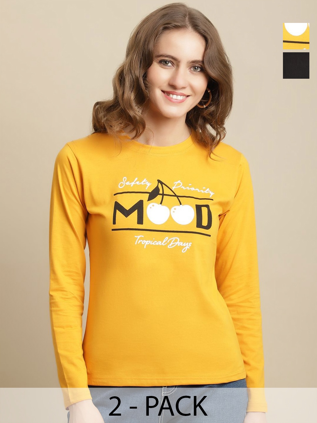 

GLOBAL NOMAD Women 2 Printed T-shirt, Multi