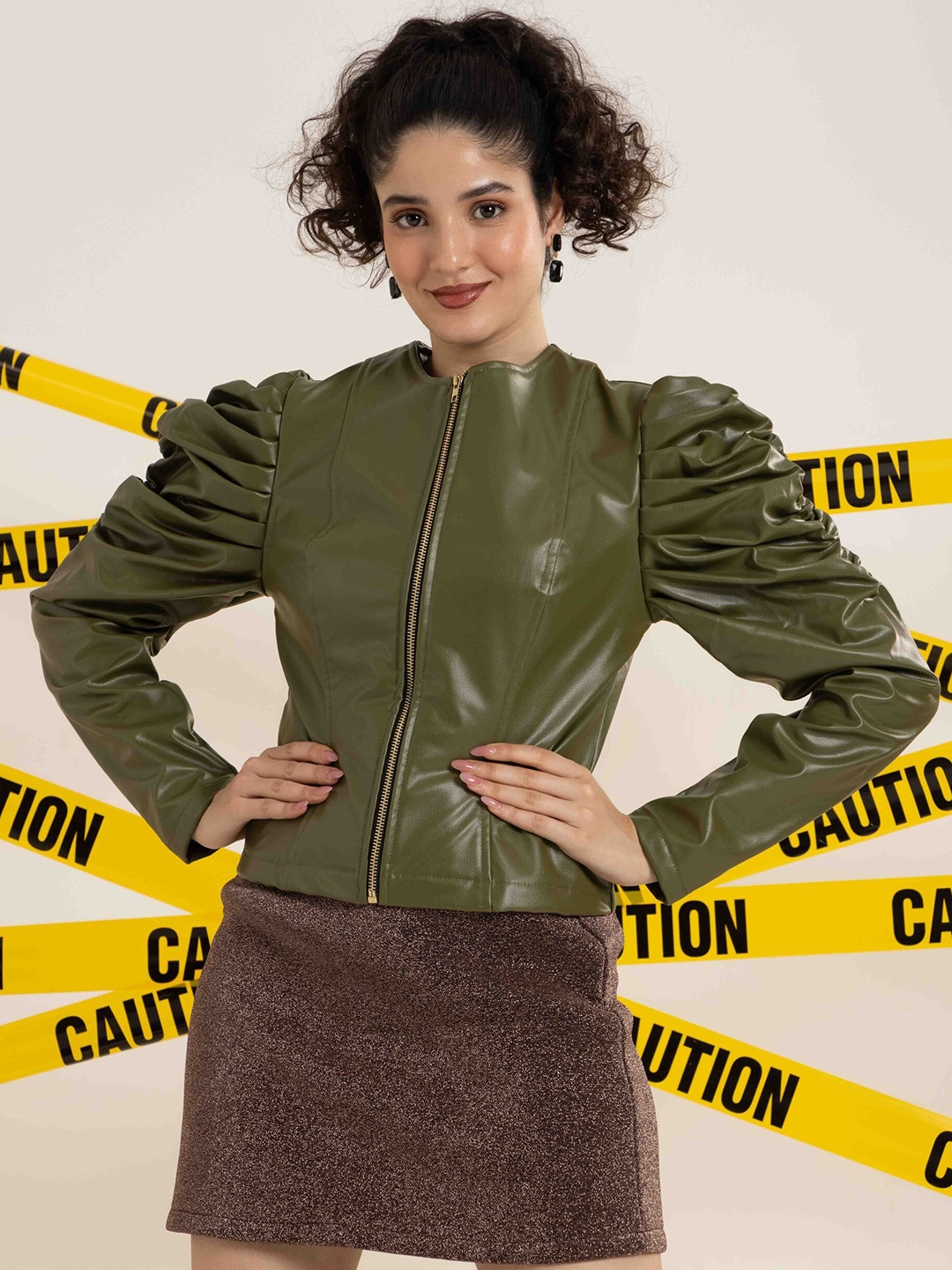 

BAESD Women Camouflage Lightweight Crop Tailored Jacket with Patchwork, Green