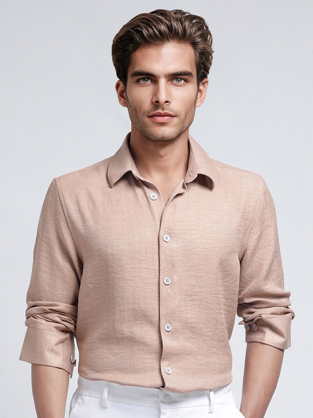 

RARE RABBIT Men Comfort Opaque Casual Shirt, Beige