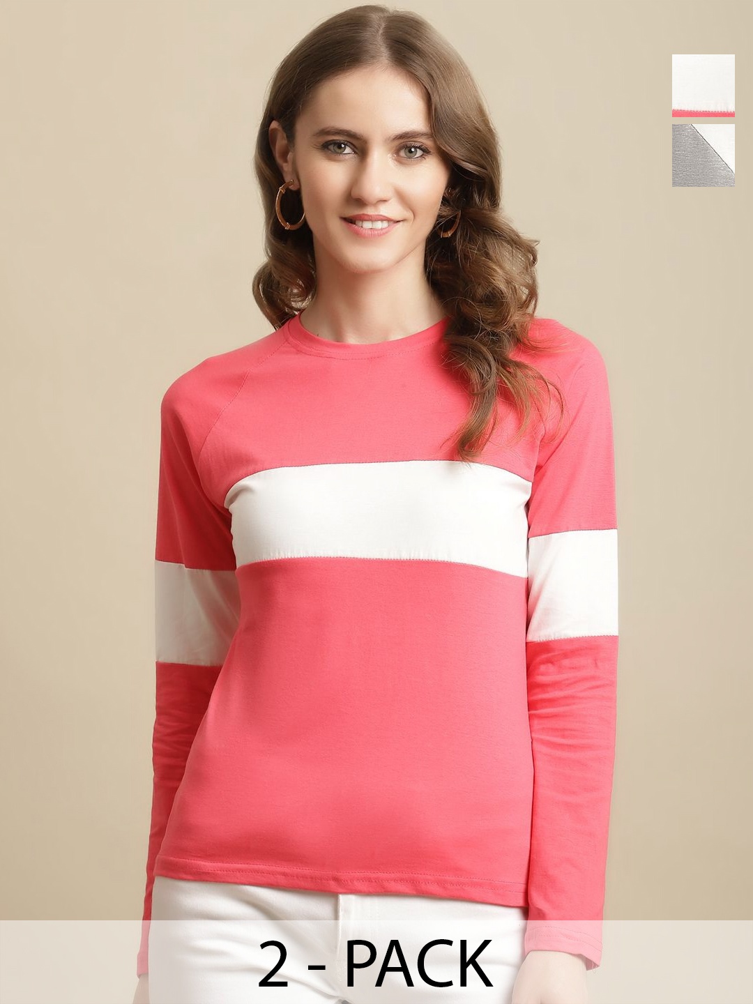 

GLOBAL NOMAD Women 2 Colourblocked T-shirt, Multi