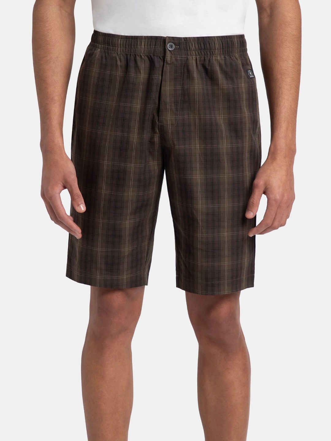 

Jockey Relax Men Checked Super Combed Mercerized Cotton Bermuda Shorts, Olive