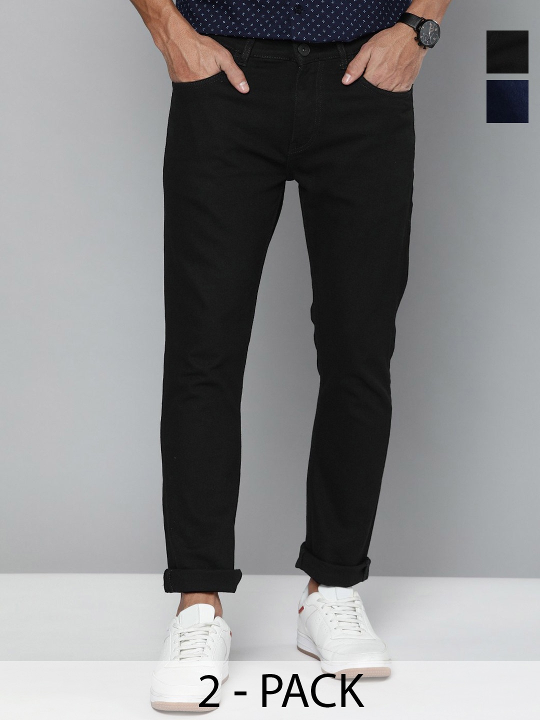

ComfyStyle Men Jean Slash Knee Stretchable Jeans, Black