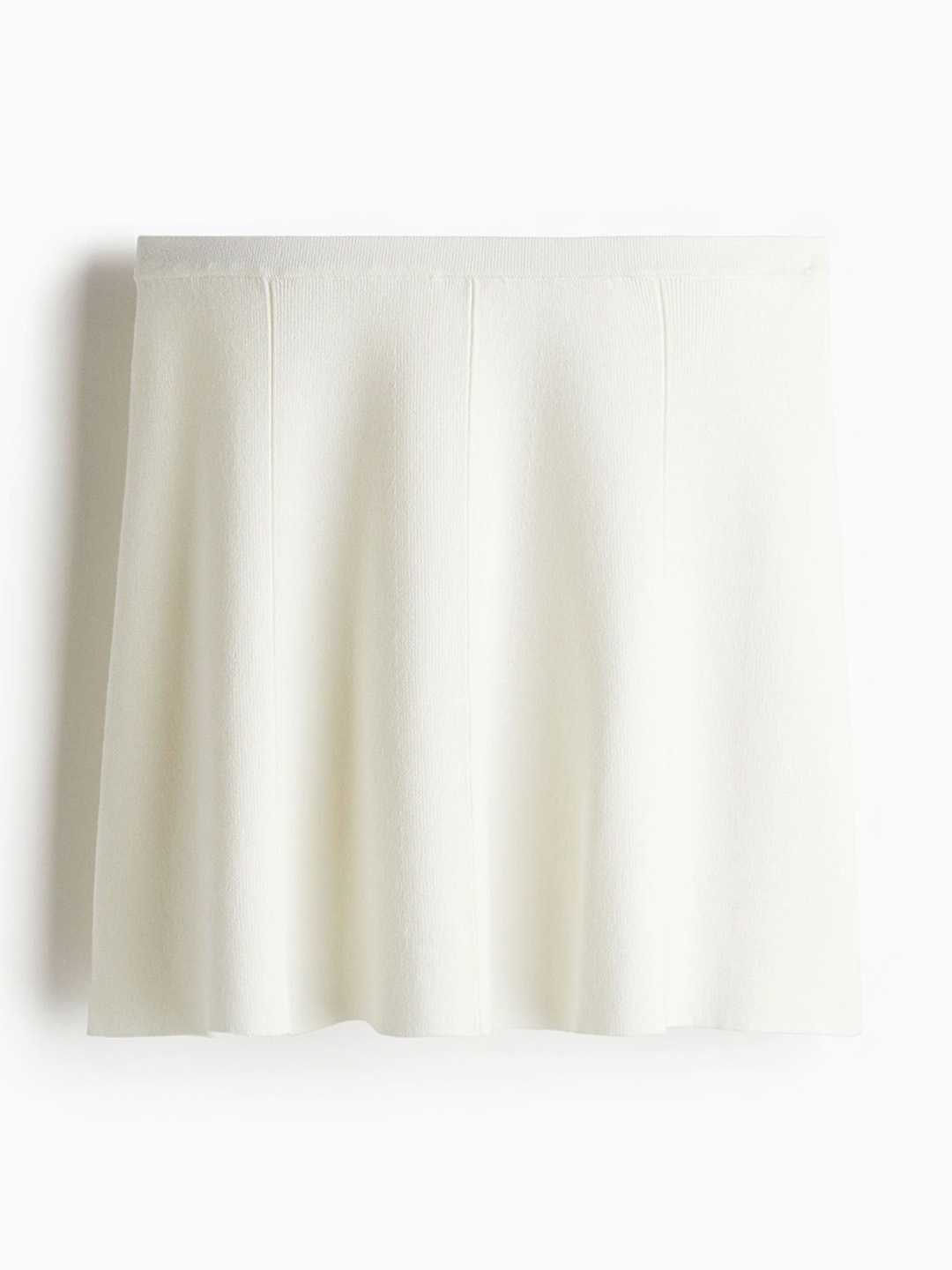 

H&M Flared Fine-Knit Skirt, White