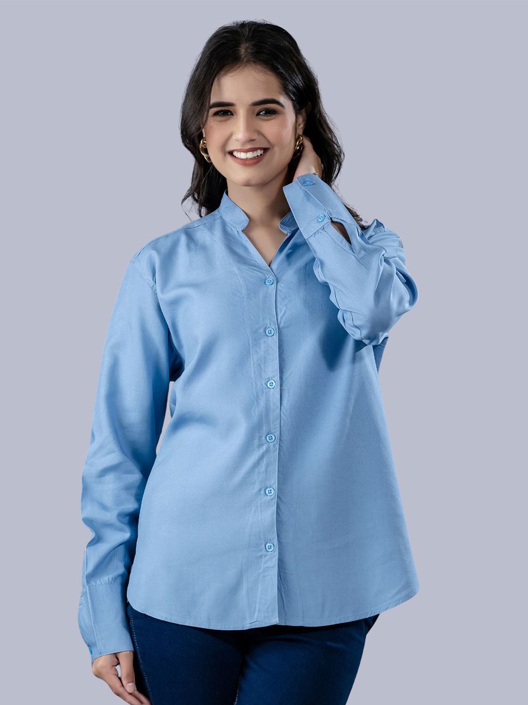 

GiftyBasket Women Opaque Casual Shirt, Blue