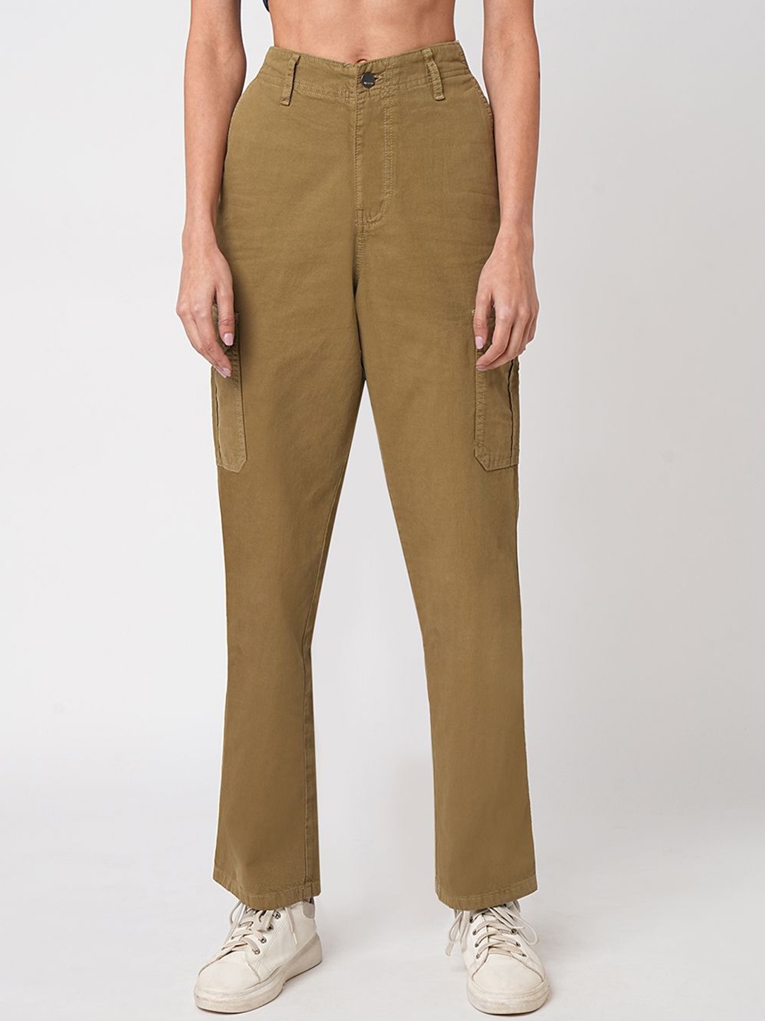 

Kraus Jeans Women High-Rise Cargos Trousers, Olive