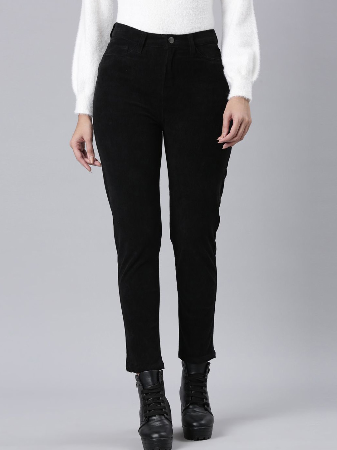 

Go Colors Women Relaxed Straight Fit Trousers, Black