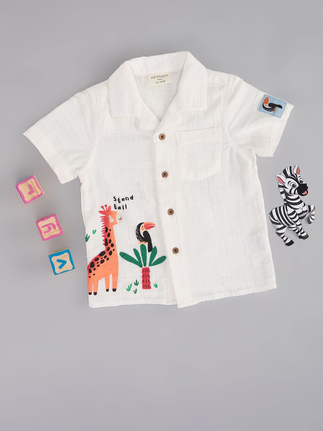 

Pantaloons Baby Boys Opaque Printed Casual Shirt, White