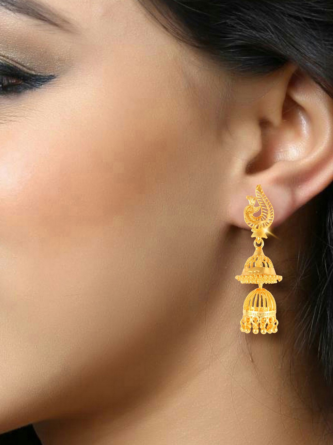 

DIVASTRI Gold Plated Dome Shaped Jhumkas