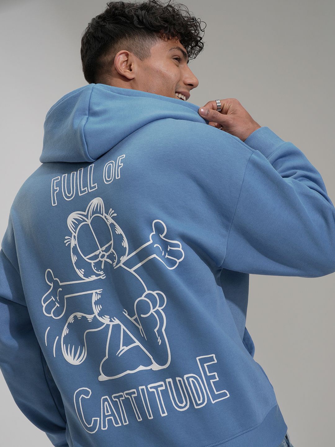 

HIGHLANDER Men Printed Hooded Sweatshirt, Blue
