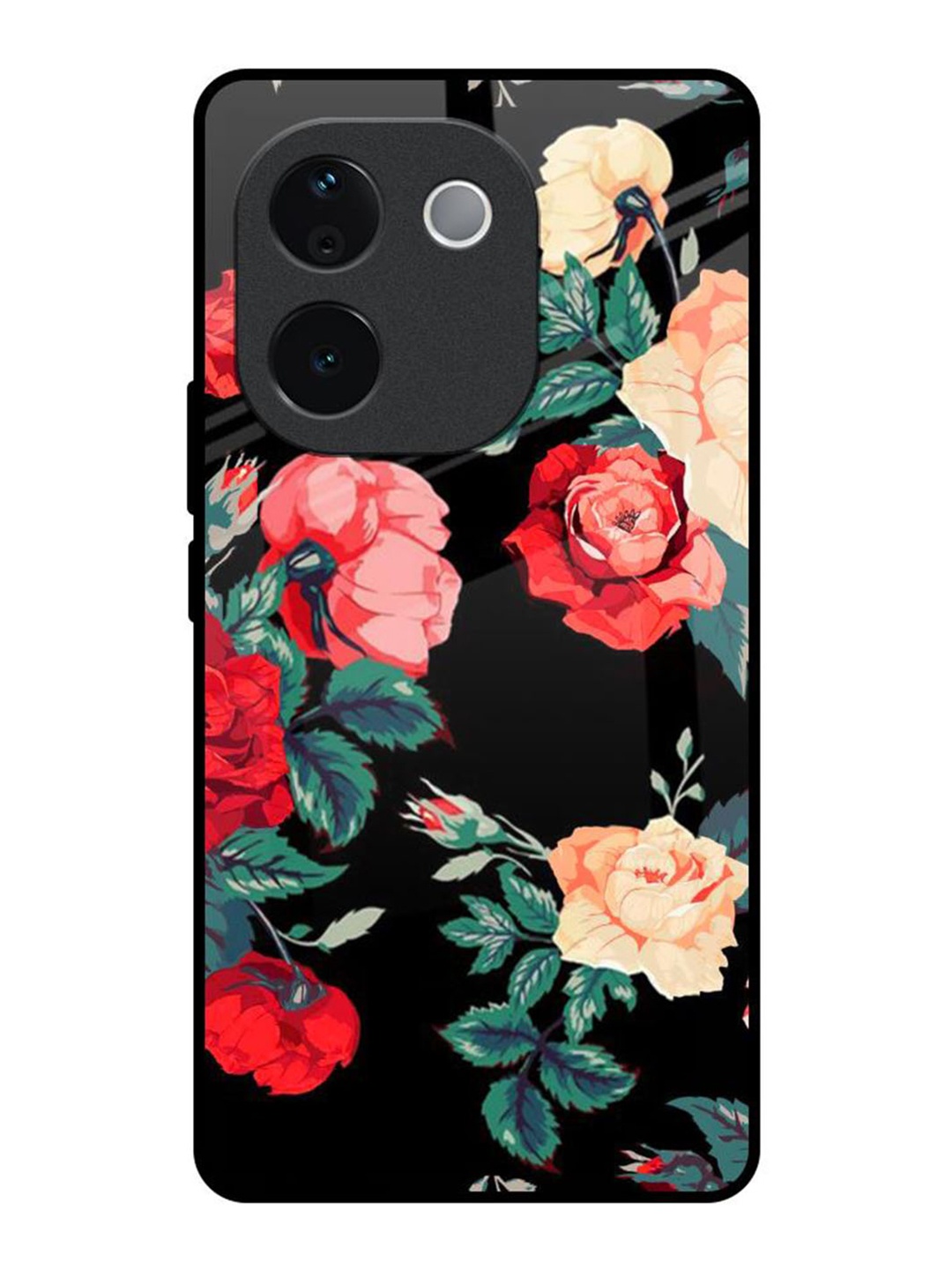 

QRIOH Floral Printed Vivo T3 Pro 5G Back Case Mobile Accessories, Black