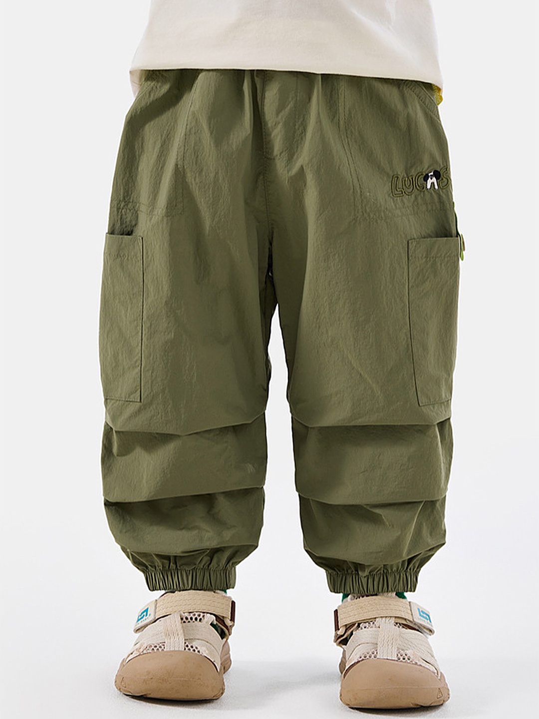 

LULU & SKY Boys Loose Fit High-Rise Joggers Trousers, Green